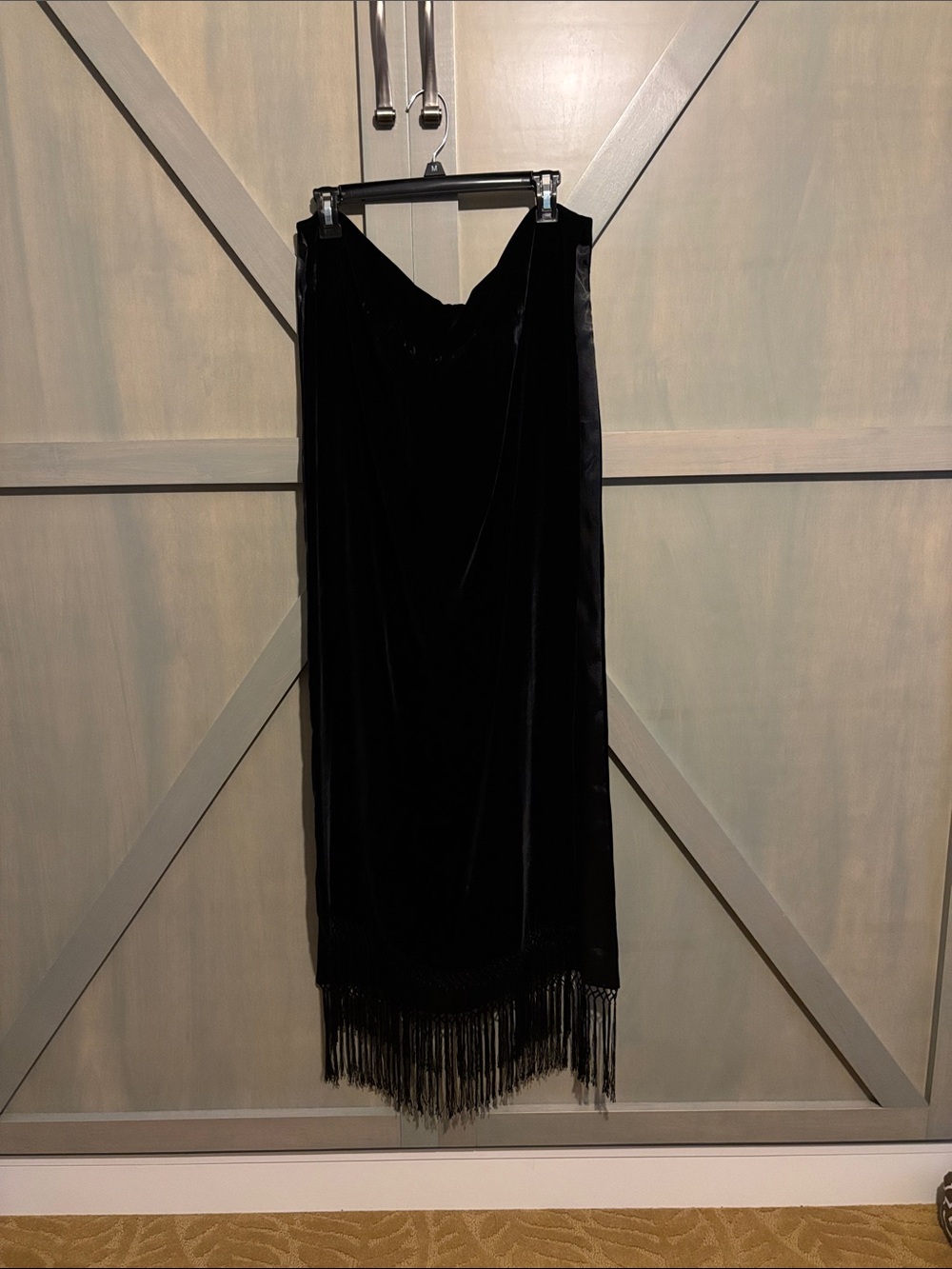Black Fringe Velvet wrap